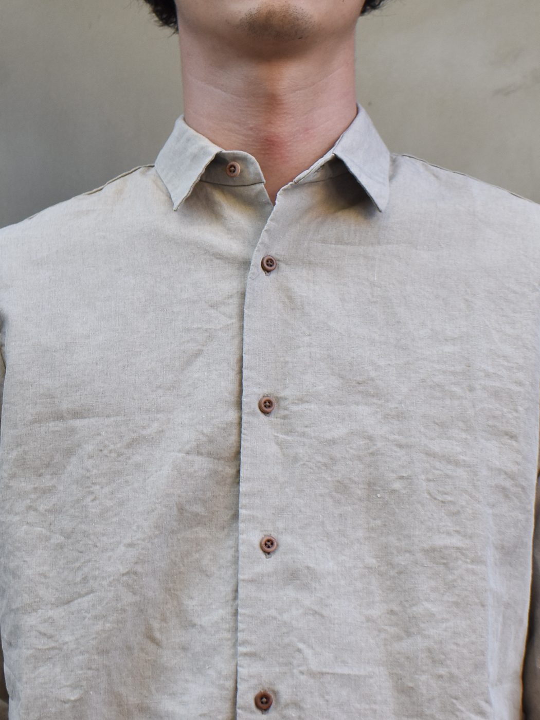 Basic plain shirt(high count linen) col.natural | Re;li