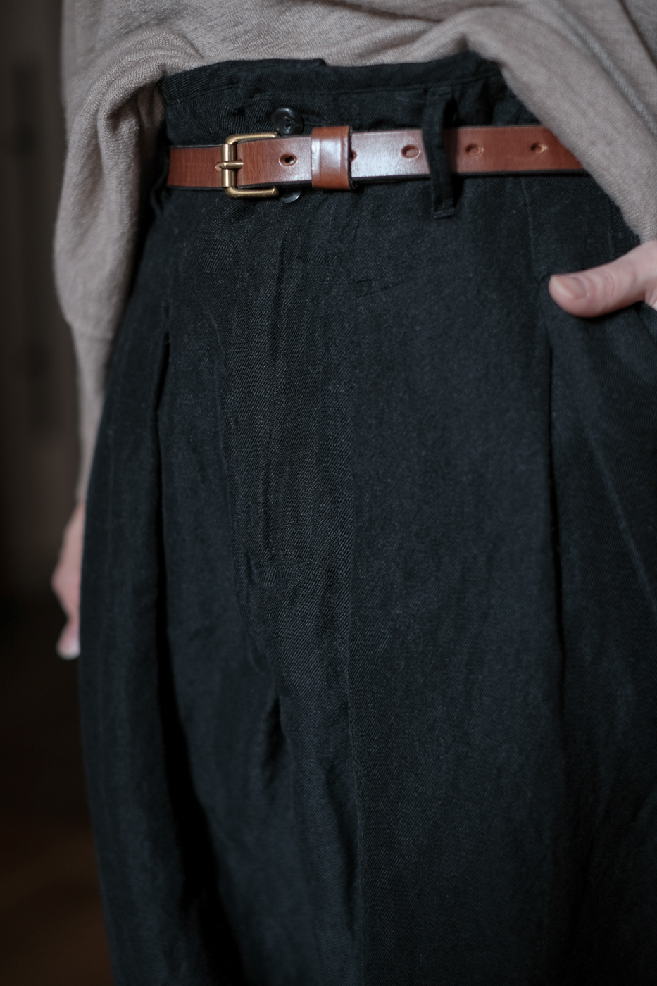 Phoenix pants ( Wool linen twill) col.Black | Re;li