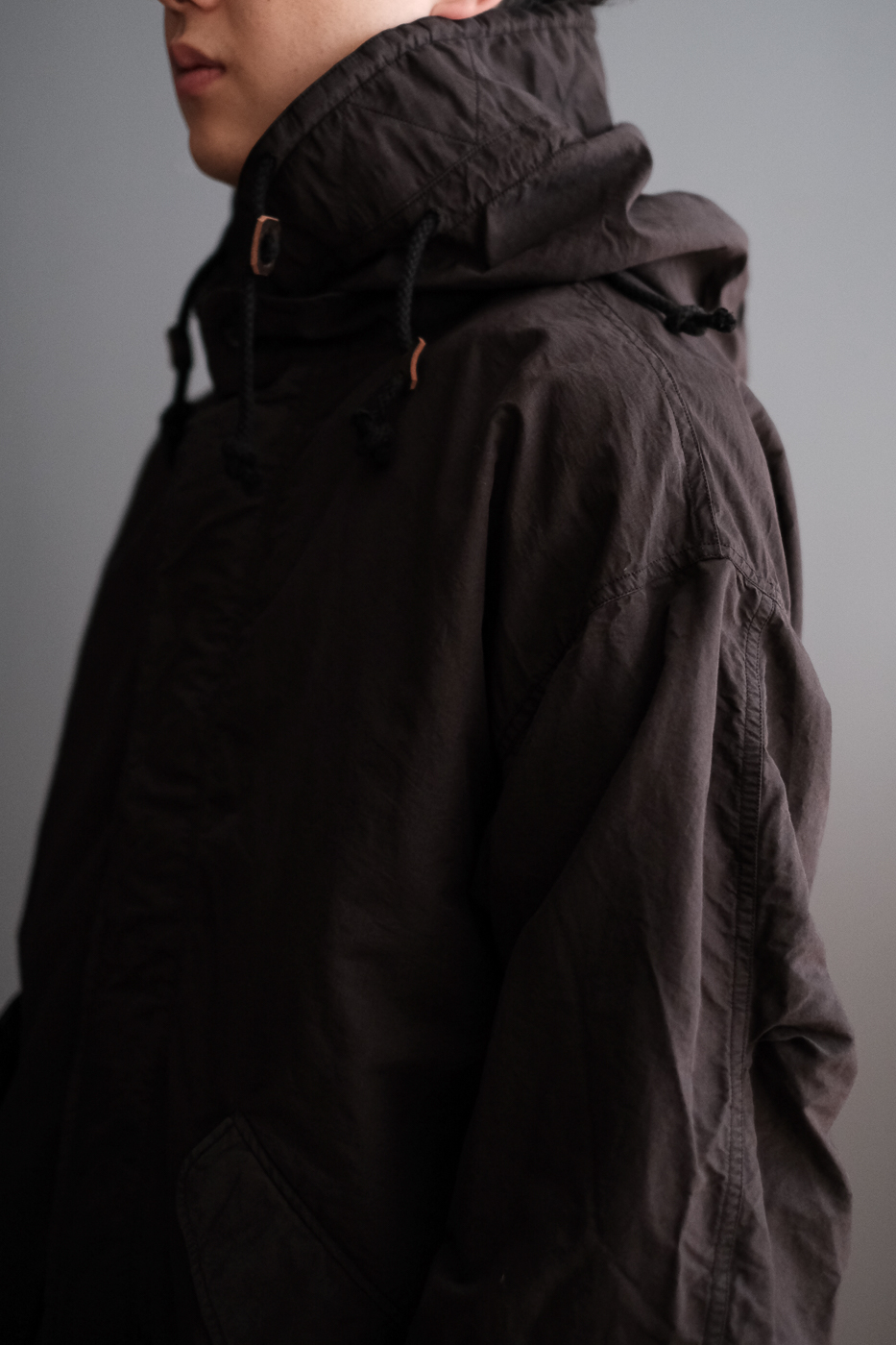 Fish tail long coat (Cotton silk typewriter) col.black | Re;li