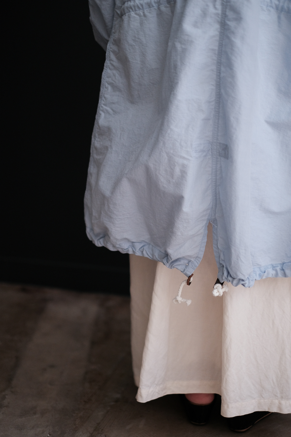 Fish tail long coat (Cotton silk typewriter) col.sax blue | Re;li