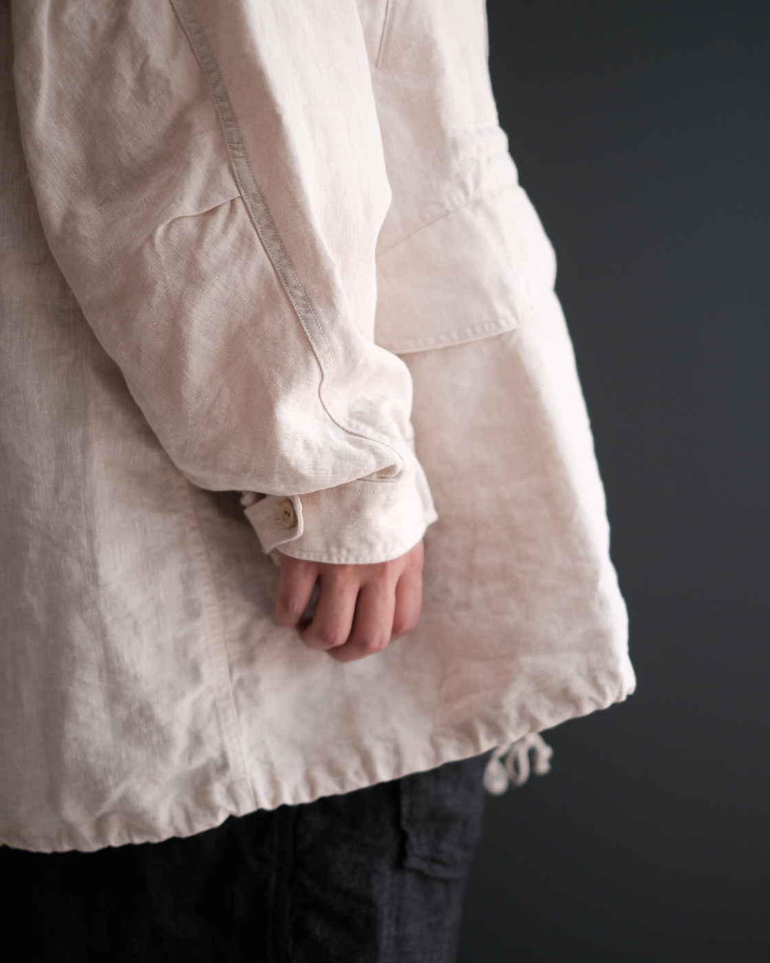 Hoodie blouson (High count washi linen) col.beige | Re;li
