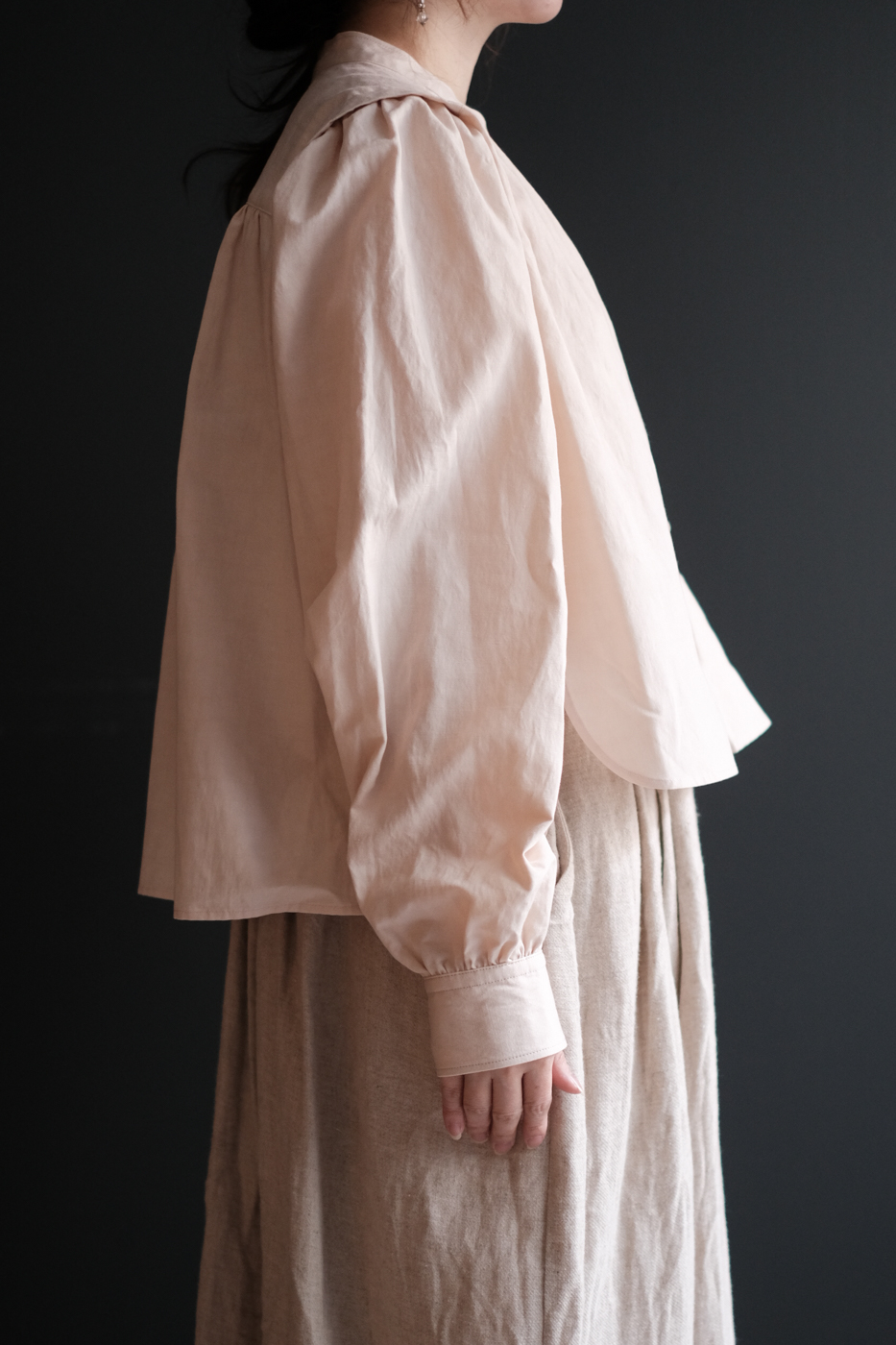 N26/05 霧は俄かに揺れる タックブラウス col.fog pink | Re;li