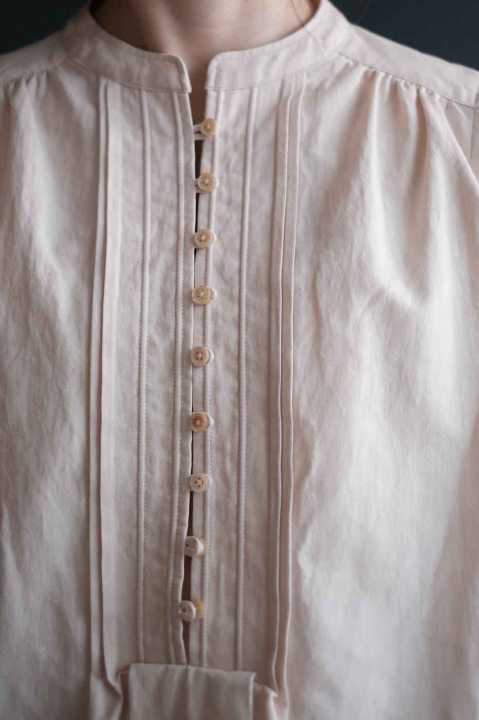 美品] かぐれ ピグメントダイ2WAYブラウス ピンク 袖フレア ゆったり F